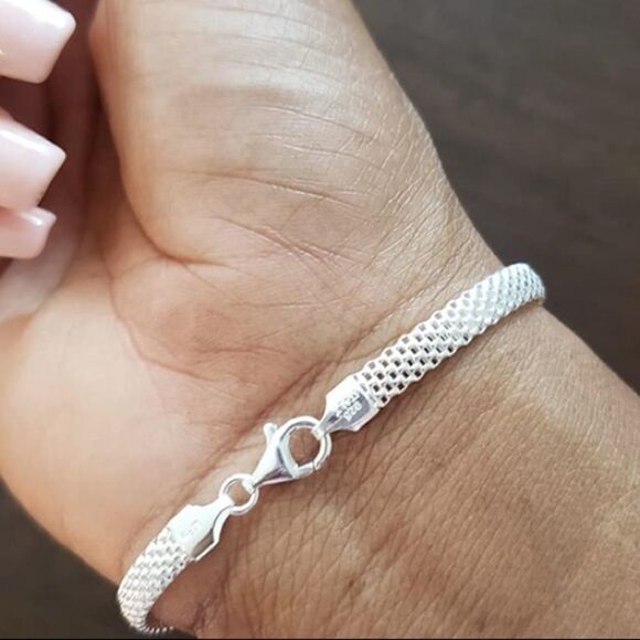 NEW 925 Sterling Silver Mesh Bracelet - Picture 3 of 7